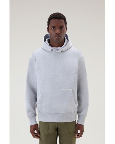 Woolrich Hoodie In Pure Cotton - Gray
