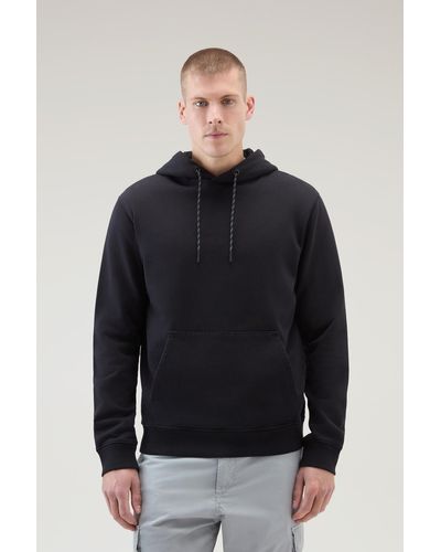 Woolrich Us Trails Pure Cotton Hoodie - Blue