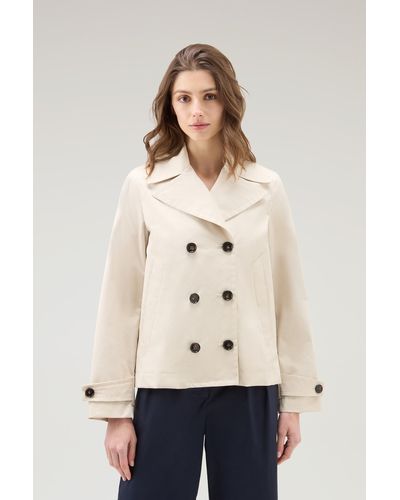 Woolrich Havice Peacoat In Best Cotton - Natural