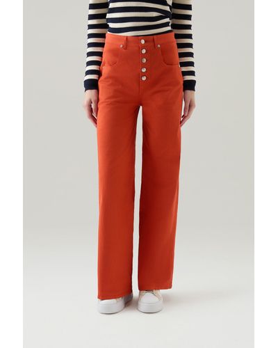 Woolrich Garment-dyed Stretch Cotton Twill Pants - Red