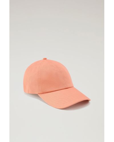 Woolrich Logo Baseball Cap In Pure Cotton Twill Pink