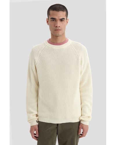 Woolrich Crewneck Sweater Ribbed Cotton - White