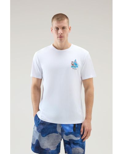 Woolrich Pure Cotton T-shirt With Graphic Print - White
