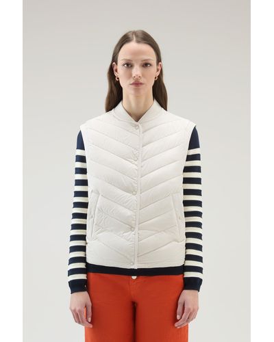 Woolrich Microfiber Vest With Chevron Quilting - White