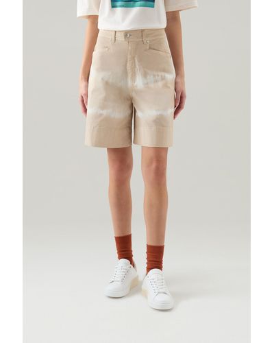 Woolrich Garment-dyed Stretch Cotton Twill Shorts - Natural