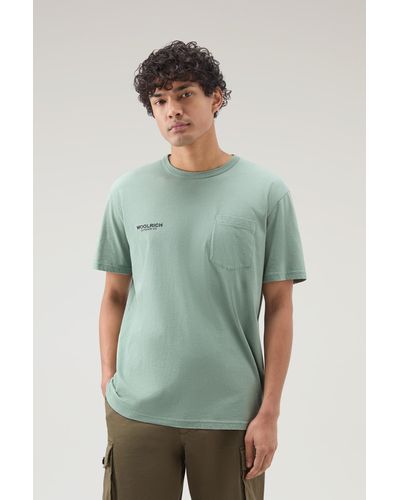 Woolrich Safari T-shirt In Pure Cotton - Green