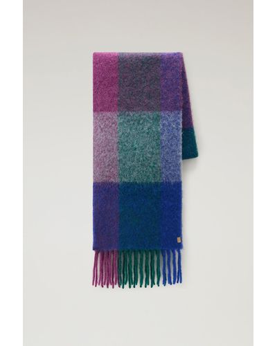 Woolrich Multicolor Scarf In Mohair And Alpaca Blend - Blue