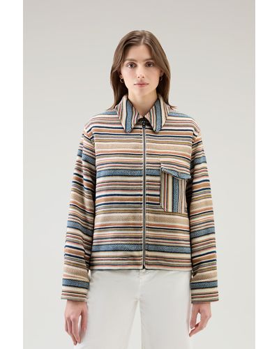 Woolrich Gentry Overshirt In Manteco Recycled Cotton Blend - Multicolor