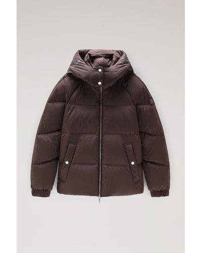 Woolrich Alsea Short Down Jacket With Detachable Hood - Black