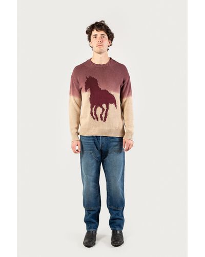 Woolrich Crewneck Sweater In Blended Cotton With Ombré Effect - One Of These Days / Beige - Multicolor