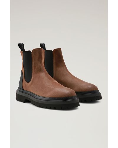 Woolrich Chelsea Boots In Suede - Brown