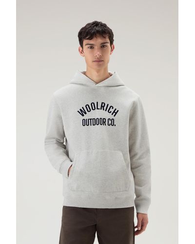 Woolrich Hoodie In Pure Cotton Gray