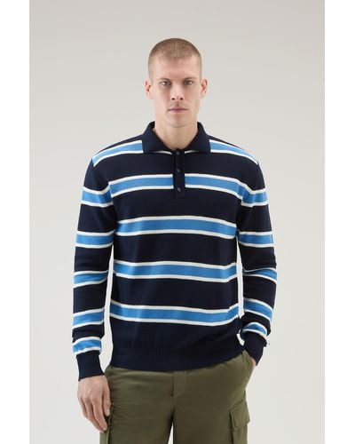 Woolrich Long-sleeved Knit Polo - Blue