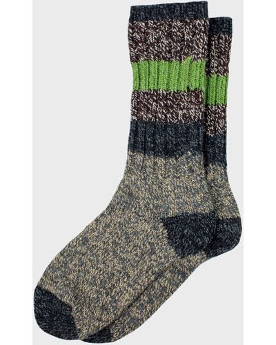 Woolrich Merino Stripe Socks - Made In The Usa - Gray