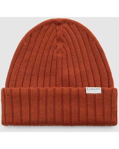 Woolrich Ribbed Virgin Wool Beanie With Maxi Brim - Multicolor