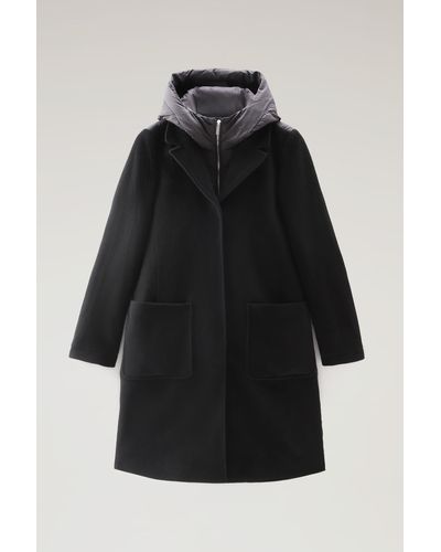Woolrich Kuna Parka In Wool And Cashmere Blend Black