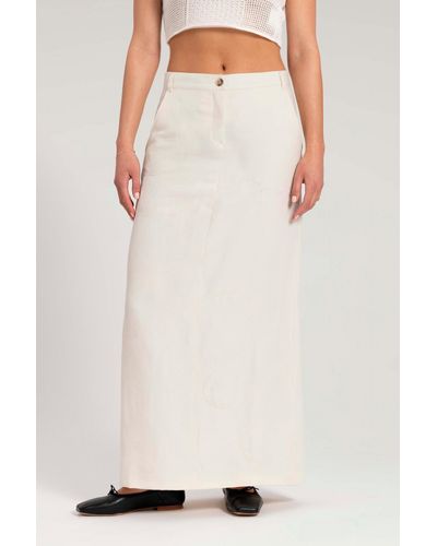 Woolrich Embroidered Long Skirt In A Linen Blend - Daniëlle Cathari / White - Natural