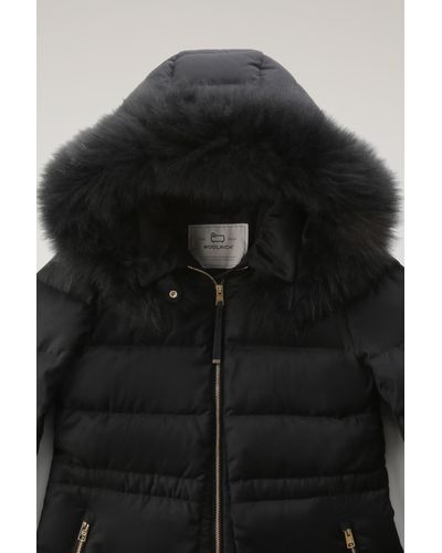 Woolrich Luxury Long Parka Crafted With A Loro Piana Fabric In Wool And Silk Blend - Black