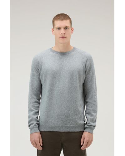 Woolrich Luxe Crewneck Sweater In Pure Cashmere - Gray