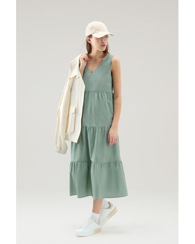 Woolrich Langes Kleid aus reinem Baumwollpopeline - Grün