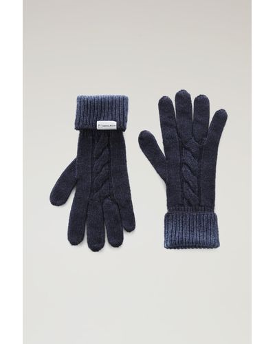 Woolrich Garment-dyed Cable-knit Gloves - Blue