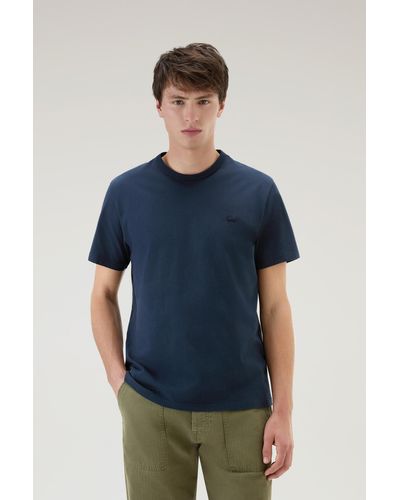 Woolrich Sheep T-shirt In Pure Cotton - Blue