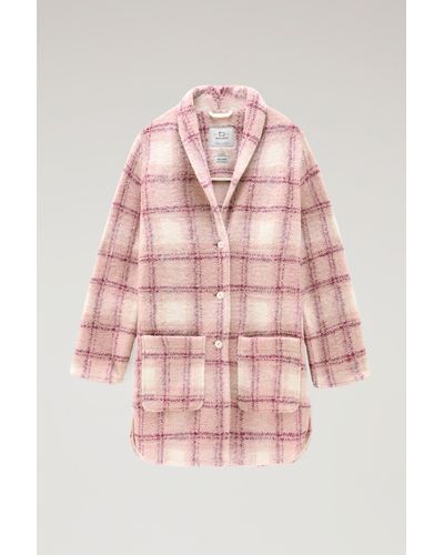 Woolrich Wool Blend Gentry Check Coat - Pink
