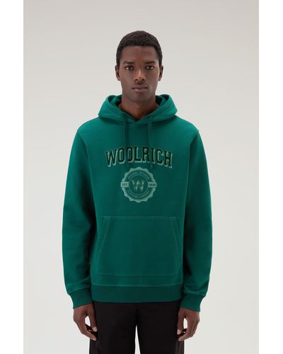 Woolrich Hoodie In Pure Cotton - Green