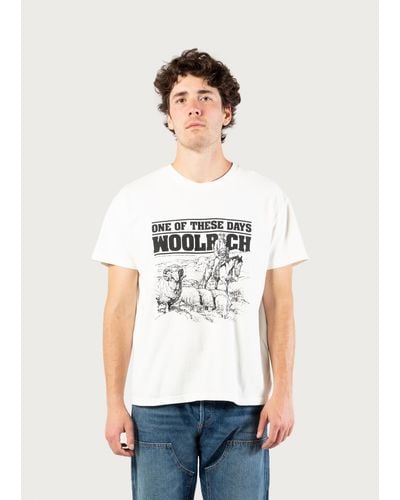 Woolrich T-shirt In Pure Cotton - One Of These Days / - White