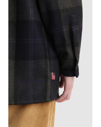 Woolrich Wool Blend Boyfriend Flannel Shirt - Made In Usa - Black