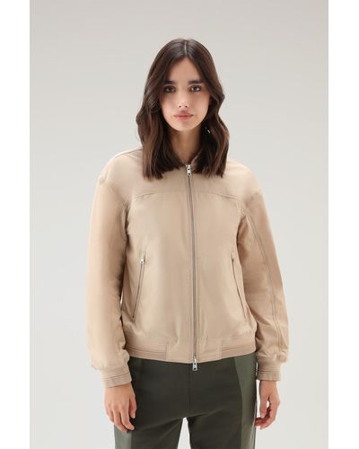 Woolrich Summer Bomber In Urban Touch - Natural