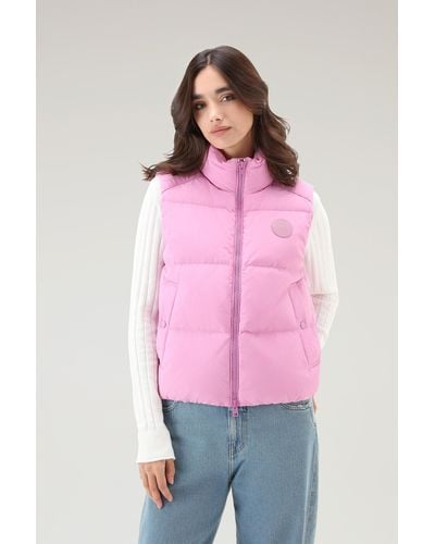 Woolrich Quilted Vest In Eco Taslan Nylon - Pink