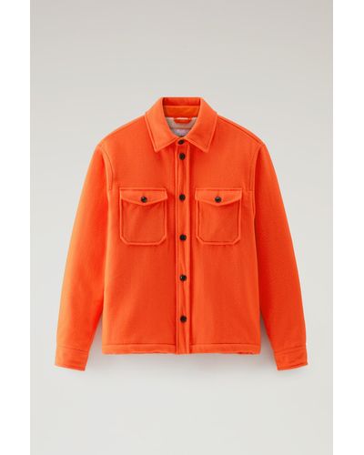 Woolrich Virgin Wool Blend Overshirt With Sherpa Lining - Serving The People / - Orange