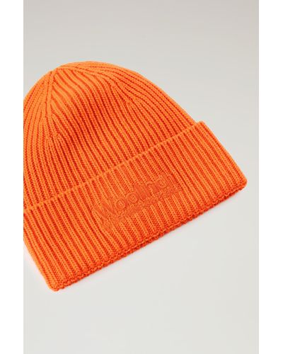 Woolrich Geribde Beanie Van Zuivere Merinowol - Serve The People / Oranje