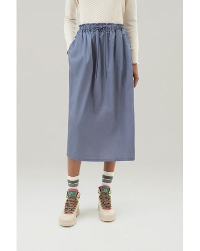 Woolrich Skirt In Crinkle Satin Nylon - Blue