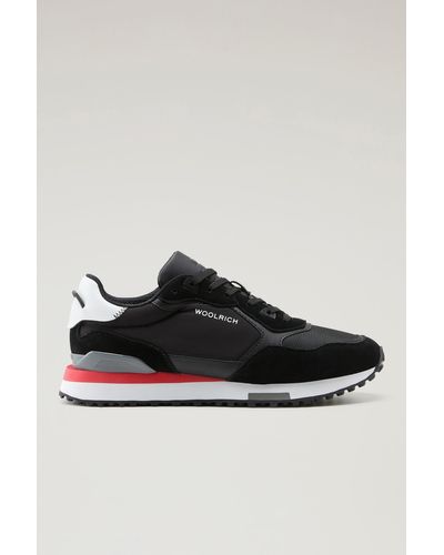 Woolrich Retro Sneakers In Suede With Nylon Details - Black