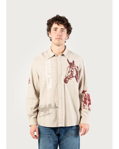 Woolrich Flannel Shirt With Western Print - One Of These Days / Beige - Natural