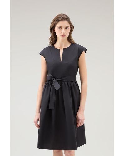 Woolrich Short Dress In Pure Cotton Poplin - Black