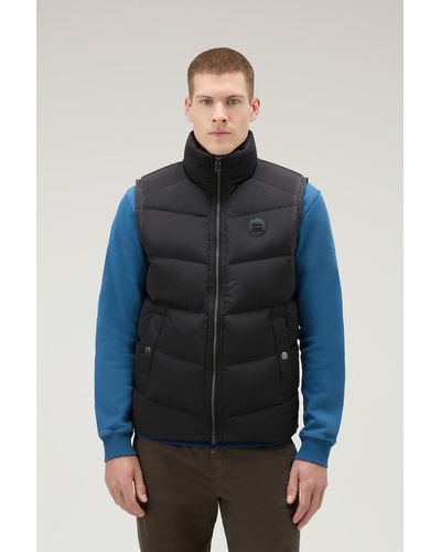Woolrich Premium Padded Vest In Stretch Nylon - Blue