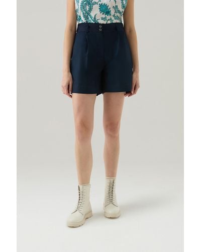 Woolrich Pure Cotton Poplin Shorts - Blue