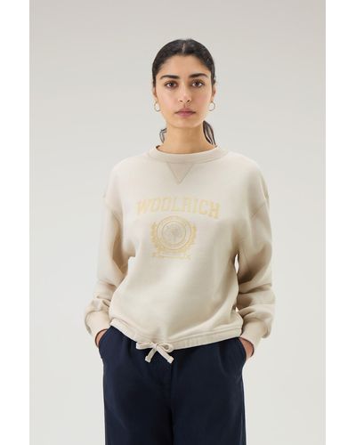 Woolrich Ivy Crewneck Sweatshirt In Cotton Blend - Natural