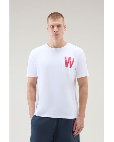 Woolrich Pure Cotton T-shirt With Chest Pocket - White