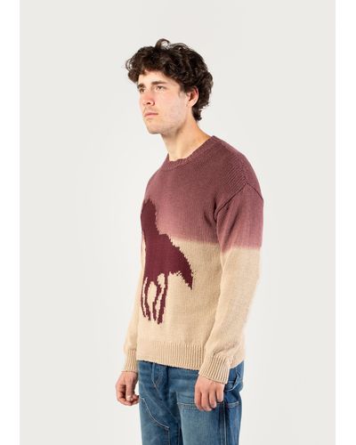 Woolrich Crewneck Jumper In Blended Cotton With Ombré Effect - One Of These Days / Beige - Multicolour
