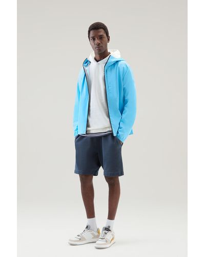 Woolrich Hooded Pure Cotton Sweatshirt With Pocket White - Blue