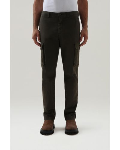 Woolrich Garment-dyed Stretch Cotton Cargo Pants - Black