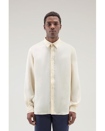 Woolrich Garment-dyed Pure Linen Shirt - White