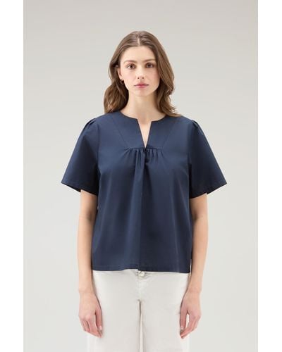 Woolrich Pure Cotton Poplin Blouse - Blue