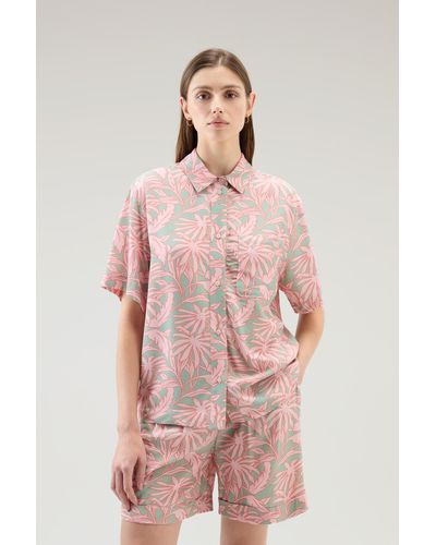 Woolrich Shirt With Tropical Print - Pink