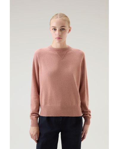 Woolrich Crewneck Sweater In Wool Blend - Pink
