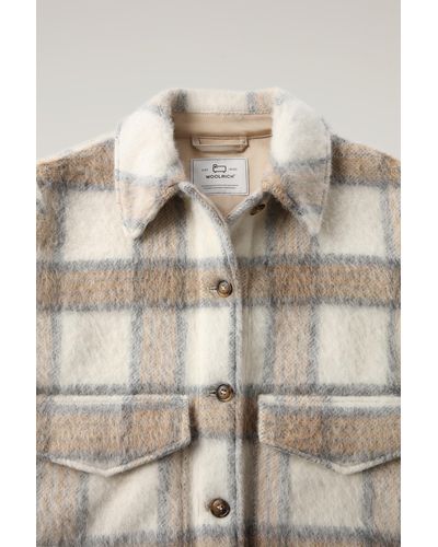 Woolrich Giacca a camicia in misto lana spazzolata con frange beige - Neutro